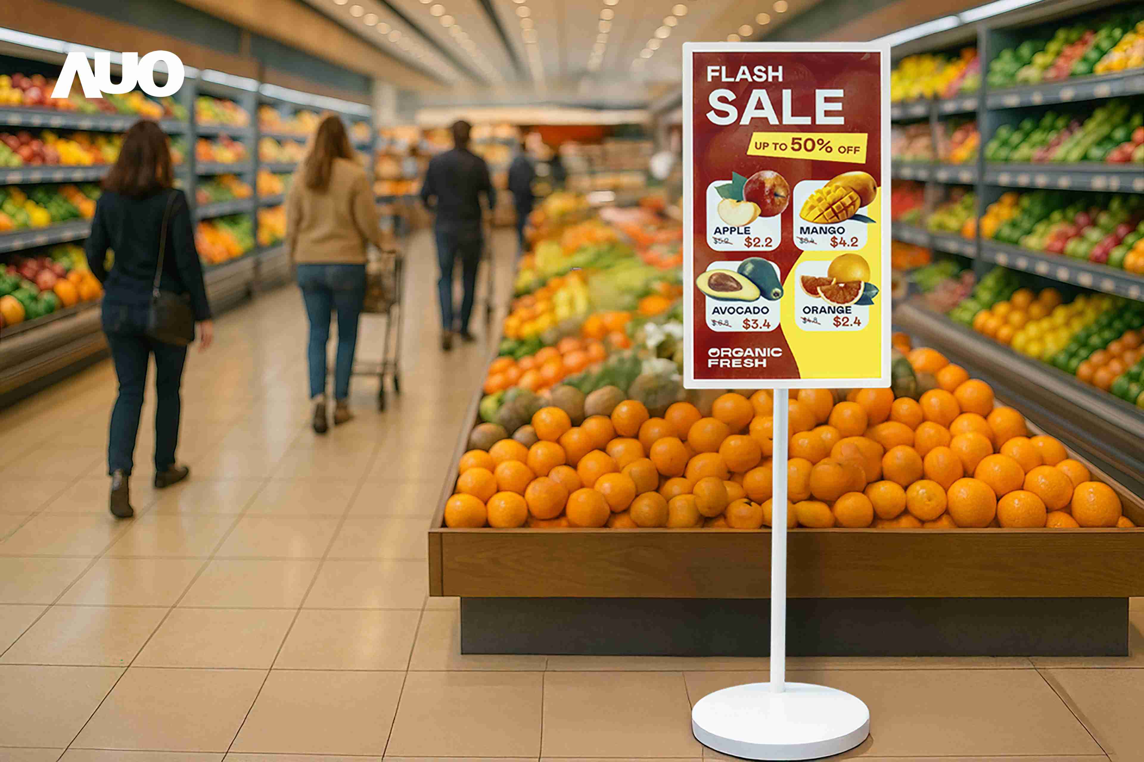 达擎首亮相低功耗、、、全彩的〝aecoPost电子纸解决方案〞，，，仅在更新画面时需要微量的电力驱动，，，无需布建电线的便捷设计，，使其可灵活应用、、、随意置放，，，并可透过云端或行动装置app，，，轻松管理及排程广告内容，，，晋升店头营销利器。。